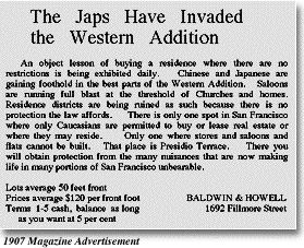 Japs Have Invaded the Western Addition. 1906 Advertisement for Baldwin and Howell