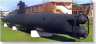 Captured Japanese midget submarine on display at Big Navy, Sumay, Guam