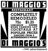 1941 advertisement for Di Maggio's Grotto at Fisherman's Wharf