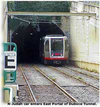 N-Judah car enters East Portal of Duboce Tunnel