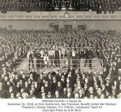 Photograph of Police Department benefit fight at Civic Auditorium, 1918