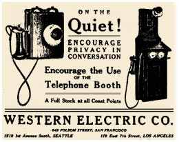 advertisement for Western Electric telephone booth service