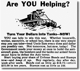 1942 advertisement for U.S. defense stamps
