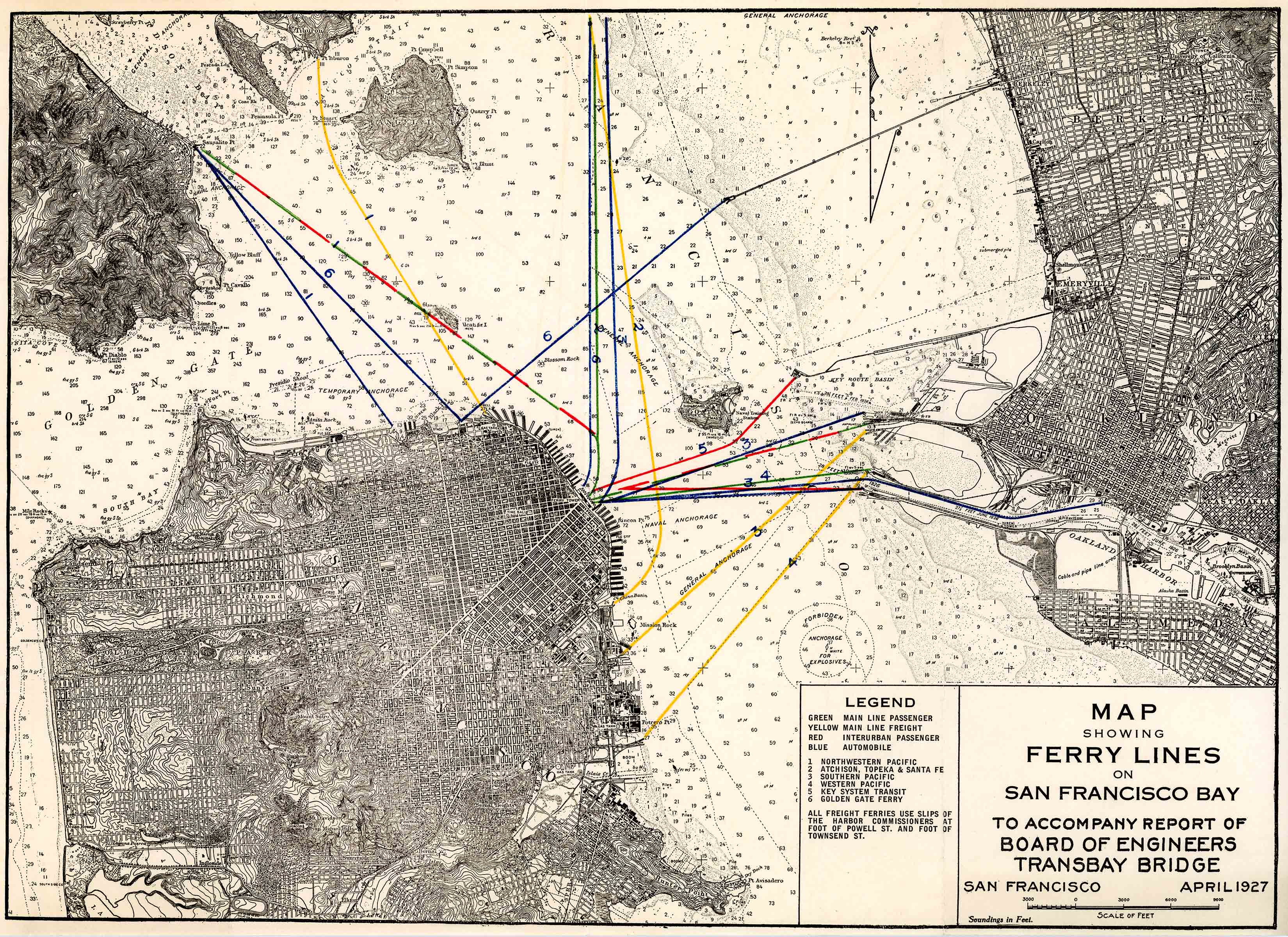 Ferry Lines on San Francisco Bay
