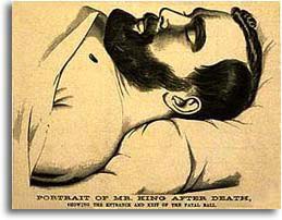 Lithograph of James King of William on his death bed