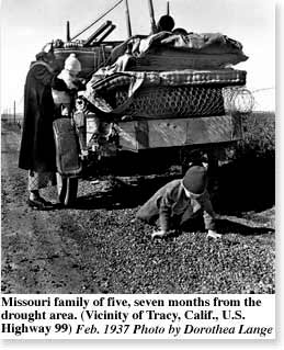 Missouri family near Tracy, on Highway 99 - 1937 photo by Dorothea Lange