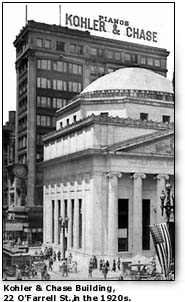 Photo of the Kohler & Chase Building, 20 O'Farrell St., in the 1920s
