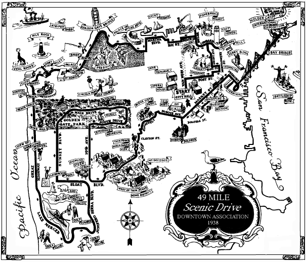 Map of 49-Mile Drive as seen in the 1930s