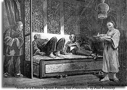 View inside a Chinese opium den