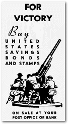 1942 advertisement urging the purchase of U.S. Bonds and stamps to support the war effort